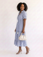 P|H - Short Sleeve Sky Blue Midi Dress Dakota