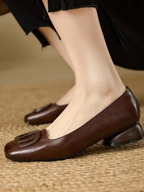P|H - Square-Toe Leather Comfort Flats Brenda