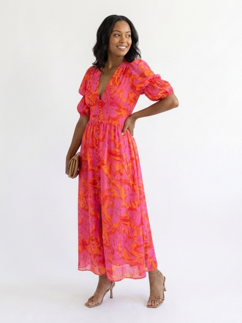 P|H - Puff Sleeve Midi Dress Willow