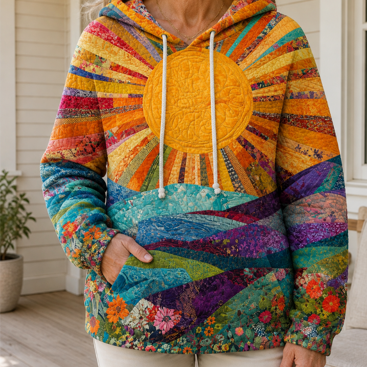 P|H - Quilted Sunrise Meadow Hoodie Donna