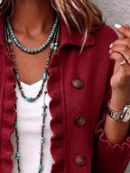 P|H - Ruffle Trim Button Cardigan for Women Gloria
