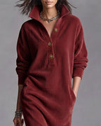 P|H - Ribbed Button Collar Dress for Women Sharon