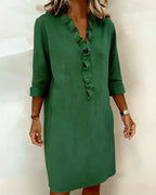 P|H - Ruffle V-Neck Shift Dress for Women Barbara