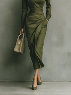 P|H - Belted Wrap Dress Sage