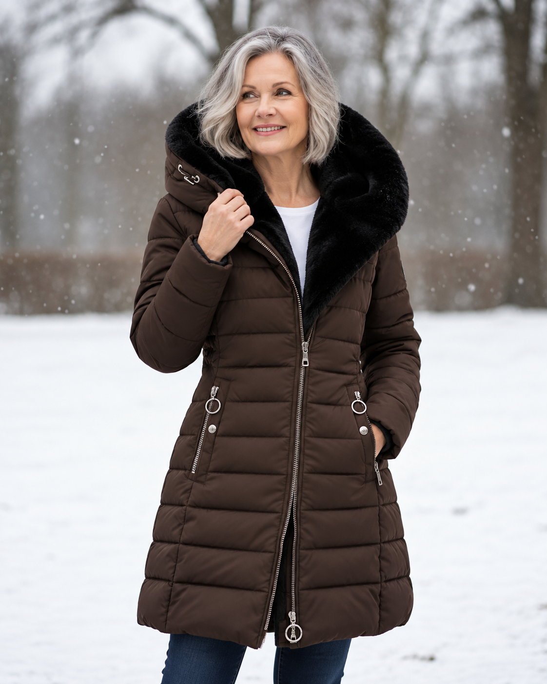 P|H - Faux Fur Hooded Puffer Coat Judith