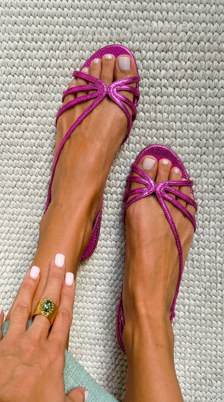 P|H - Golden Strappy Flat Sandals Margaret