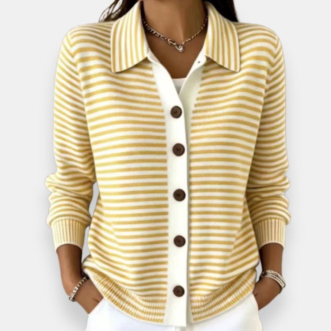 P|H - Fine Stripe Collared Cardigan Joyce