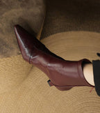 P|H - Elegant Heel Leather Ankle Boots Heather