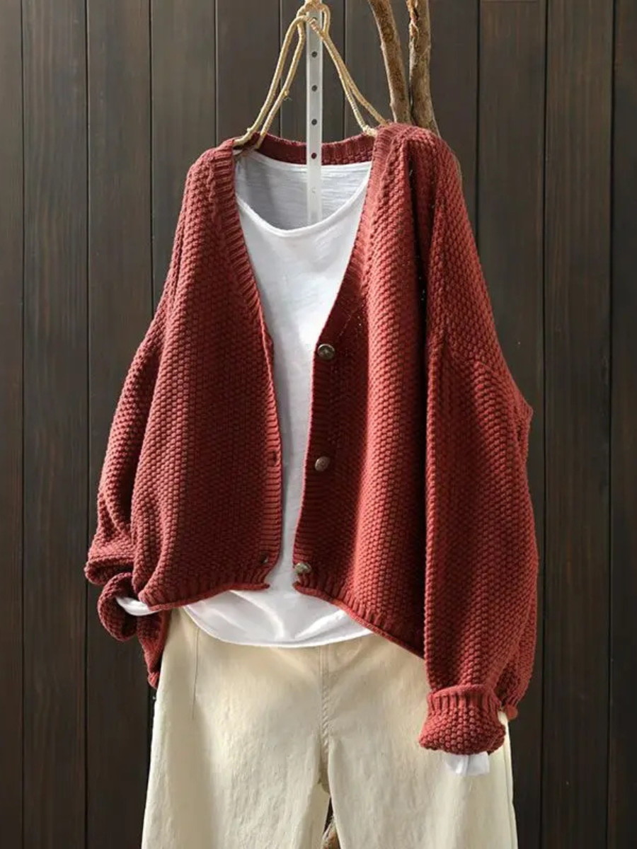 P|H - Chunky V-Neck Knit Cardigan Helen