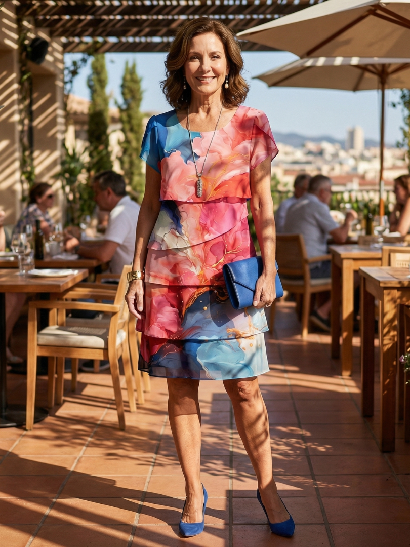 P|H - Elegant Marble Knee-Length Dress Mira