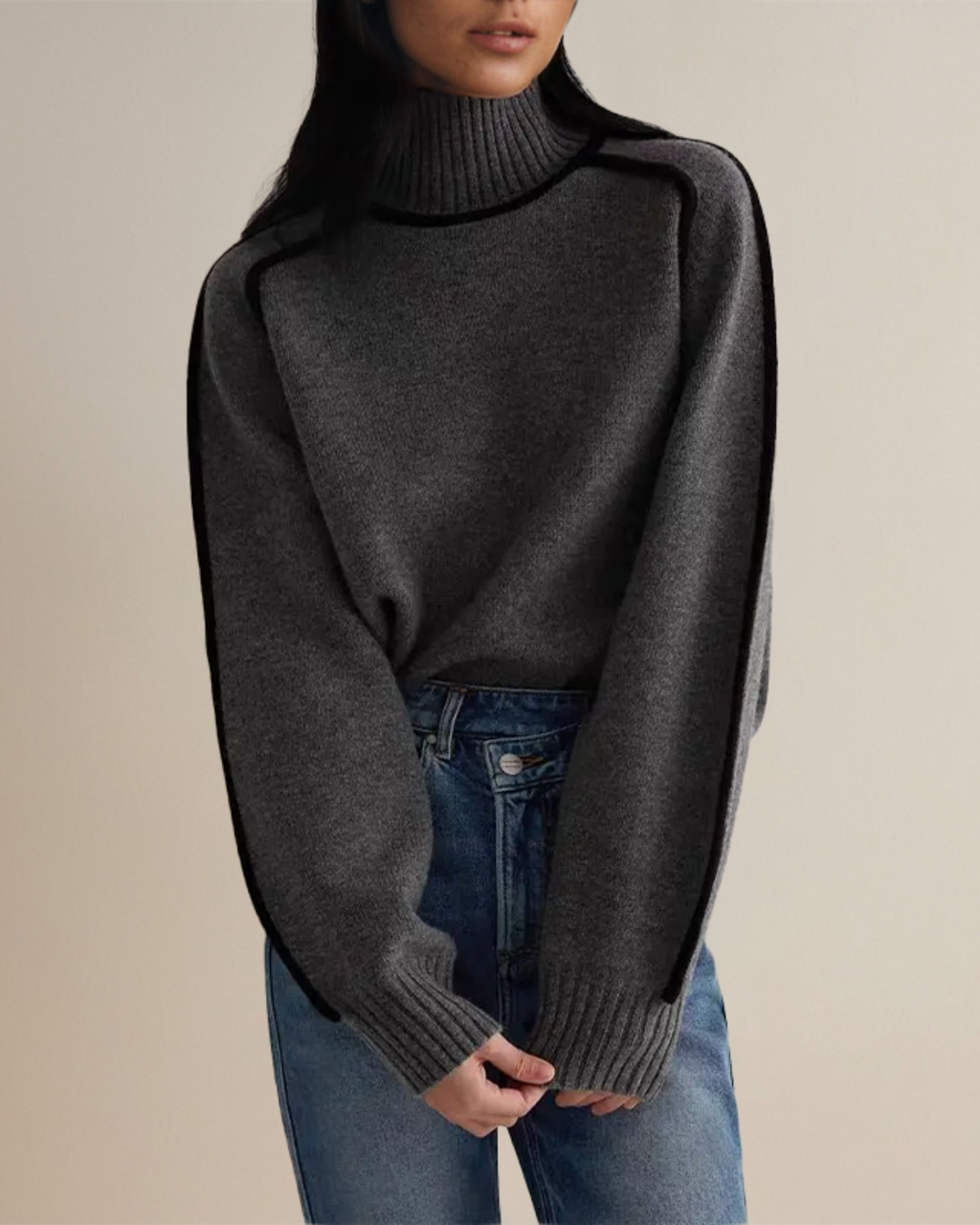 P|H - Contrast Piped Turtleneck Sweater Evelyn