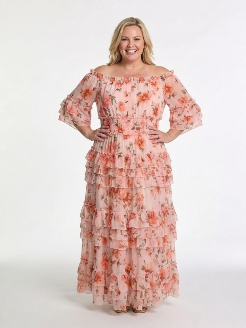 P|H - Floral Ruffle V-Neck Maxi Dress Rosalie