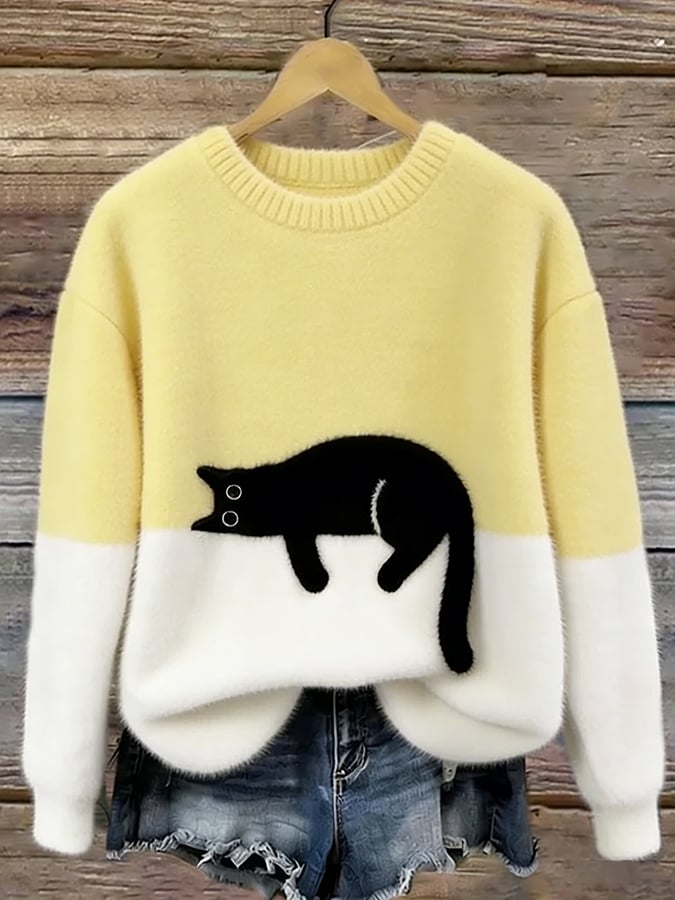 P|H - Cozy Cat Print Sweater Patricia