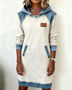 P|H - Denim Trim Hooded Dress for Women Deborah