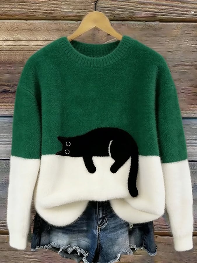 P|H - Cozy Cat Print Sweater Patricia