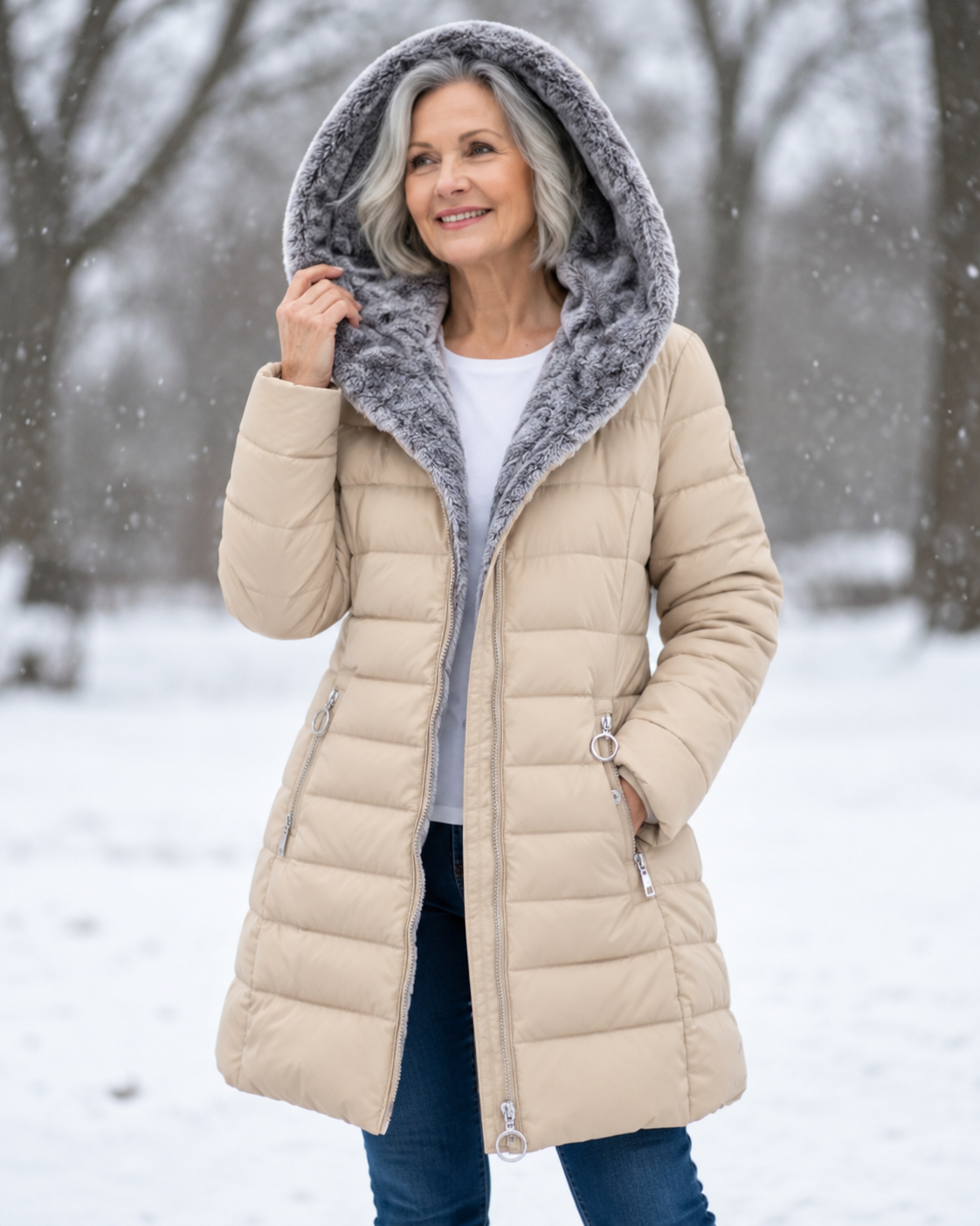 P|H - Faux Fur Hooded Puffer Coat Judith