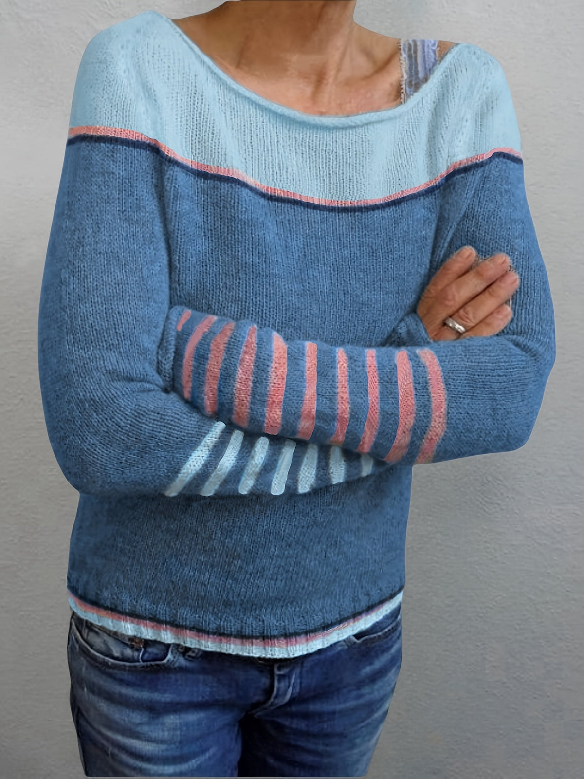 P|H - Colorblock Boat Neck Sweater Pamela