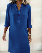 P|H - Ruffle V-Neck Shift Dress for Women Barbara