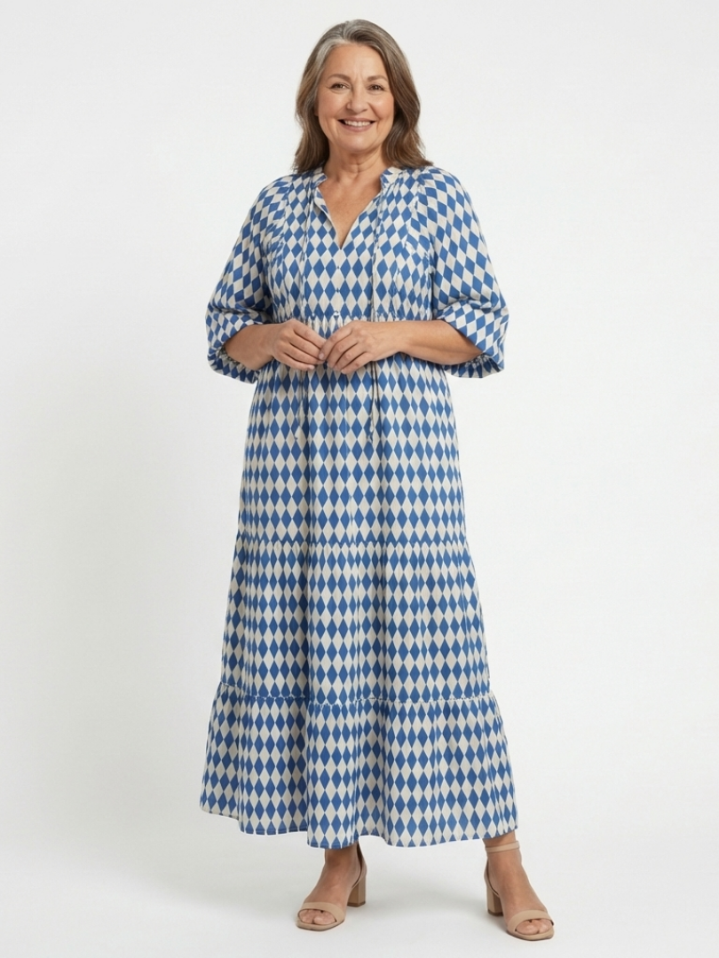 P|H - Diamond Print Midi Dress Elodie