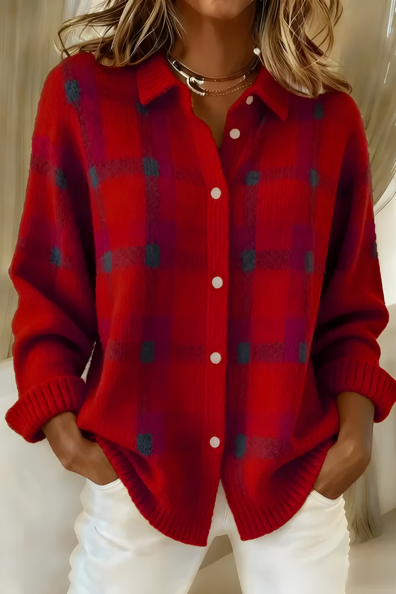 P|H - Plaid Button-Up Knit Cardigan Susan