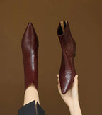 P|H - Elegant Heel Leather Ankle Boots Heather