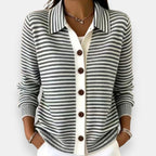 P|H - Fine Stripe Collared Cardigan Joyce