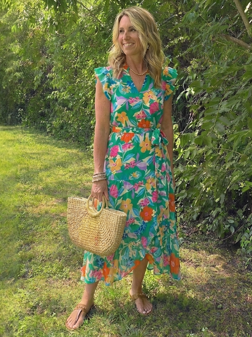 P|H - Flared Floral Midi Dress Lila