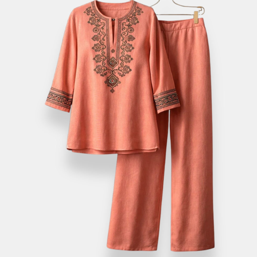 P|H - Embroidered Tunic And Pants Set Susan