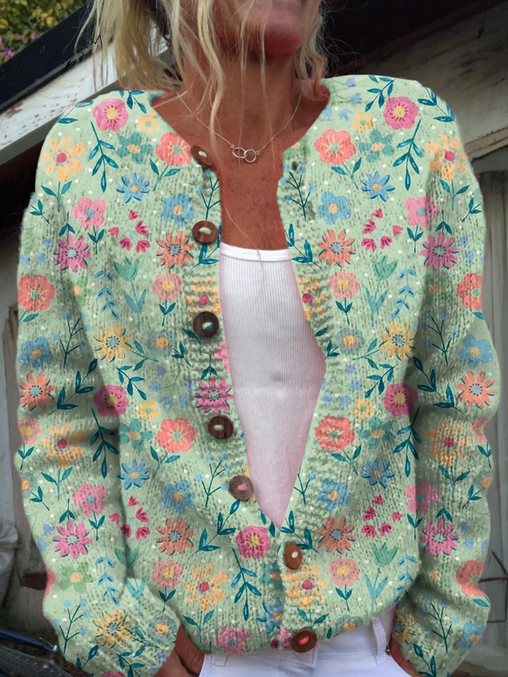 P|H - Sage Folk Floral Cardigan Cynthia