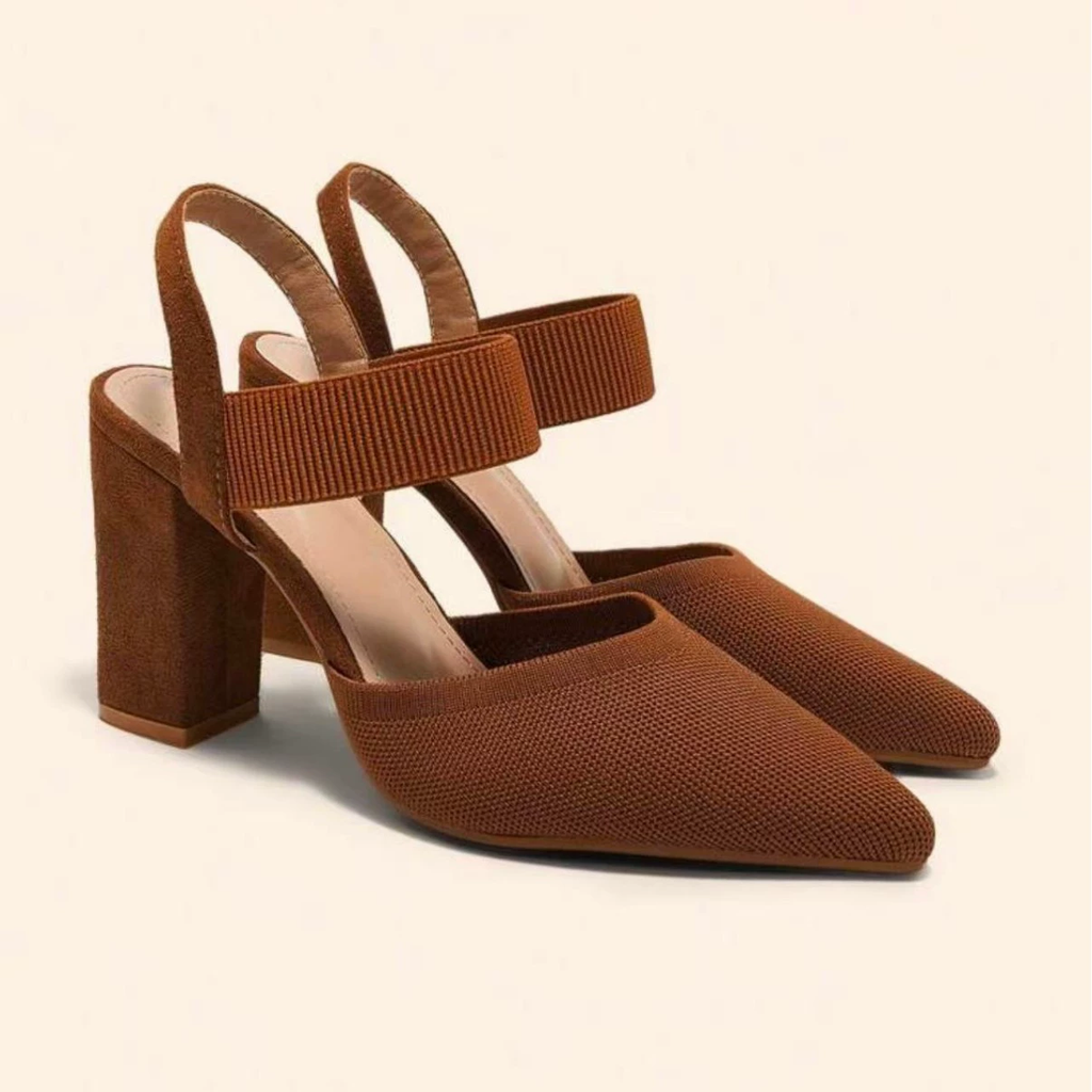 P|H - Pointed Elastic-Strap Block Heels for Women Ruth