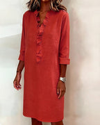 P|H - Ruffle V-Neck Shift Dress for Women Barbara