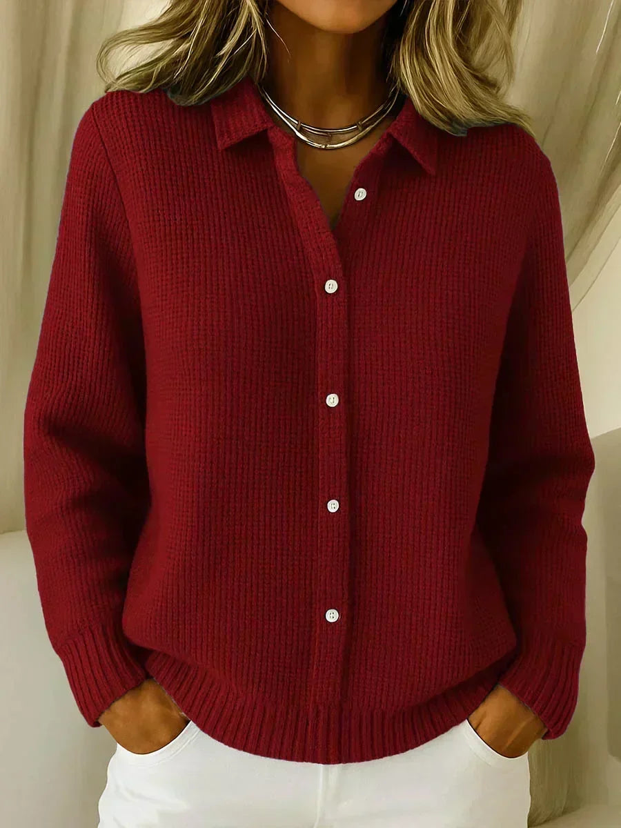 P|H - Textured Knit Button-Up Cardigan Rose