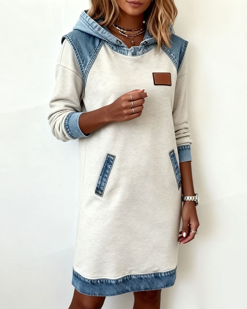 P|H - Denim Trim Hooded Dress for Women Deborah