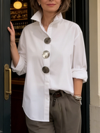 P|H - Elegant Large-Button Blouse Sophie