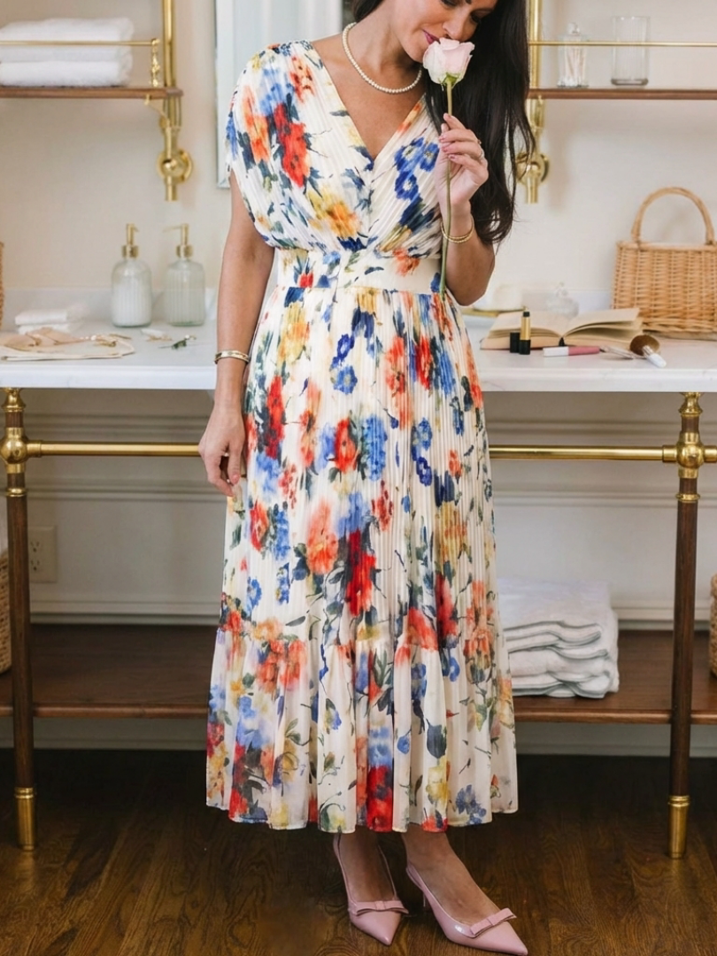 P|H - Pleated Floral Midi Dress Savannah