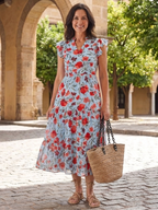 P|H - Flared Floral Midi Dress Lila