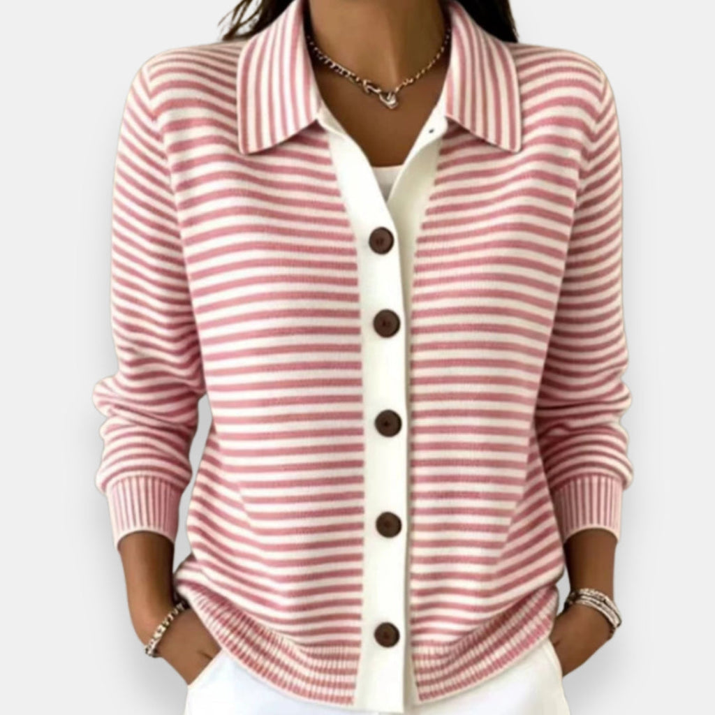 P|H - Fine Stripe Collared Cardigan Joyce