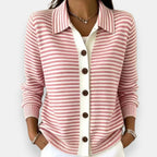 P|H - Fine Stripe Collared Cardigan Joyce