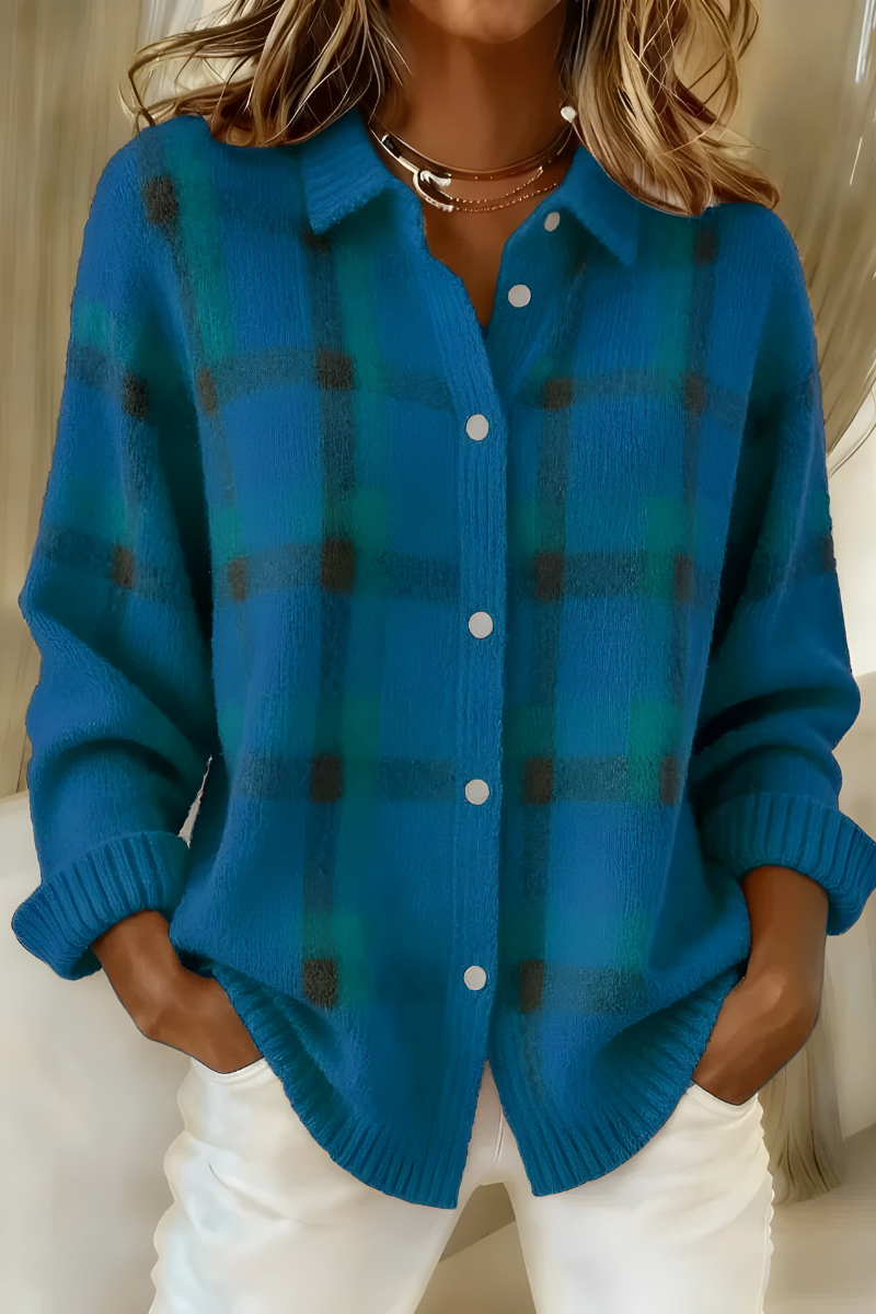 P|H - Plaid Button-Up Knit Cardigan Susan