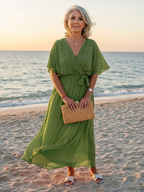 P|H - Draped Neckline Midi Dress Elysia