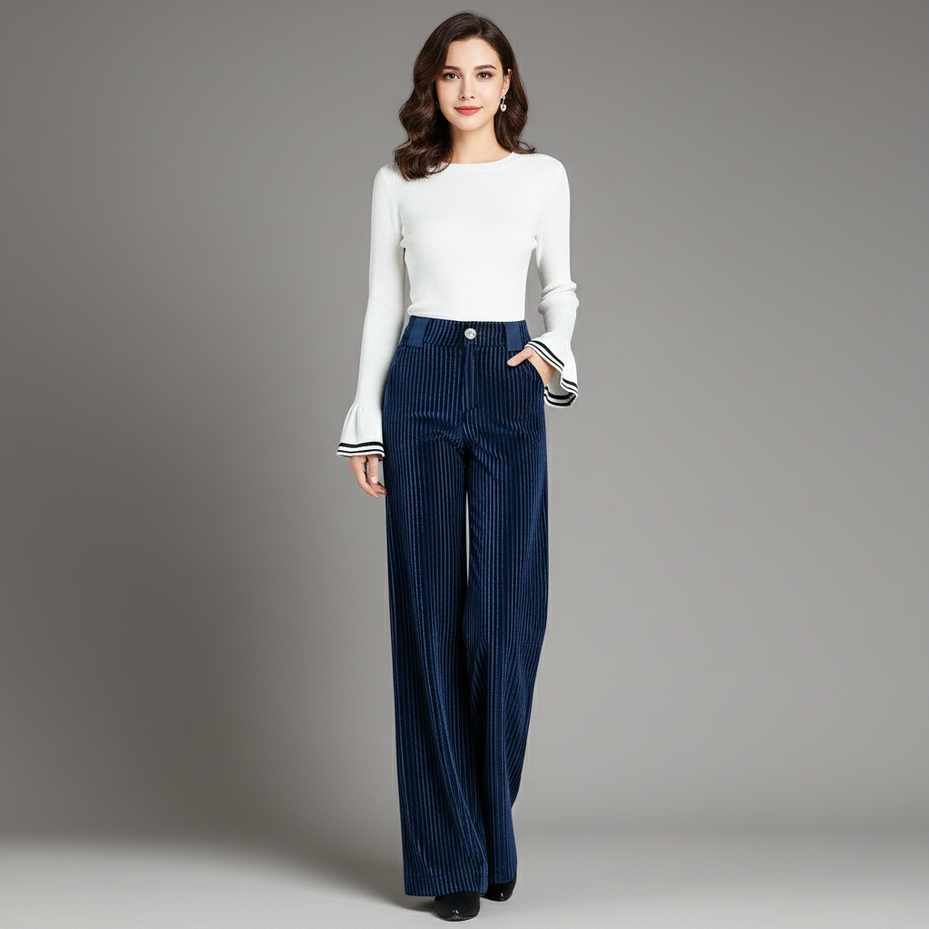 P|H - High-Rise Knit Velvet Trousers Violet
