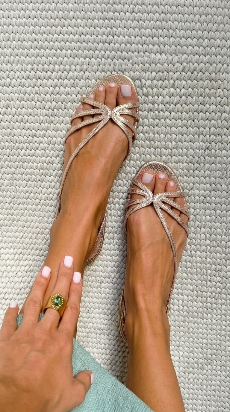 P|H - Golden Strappy Flat Sandals Margaret