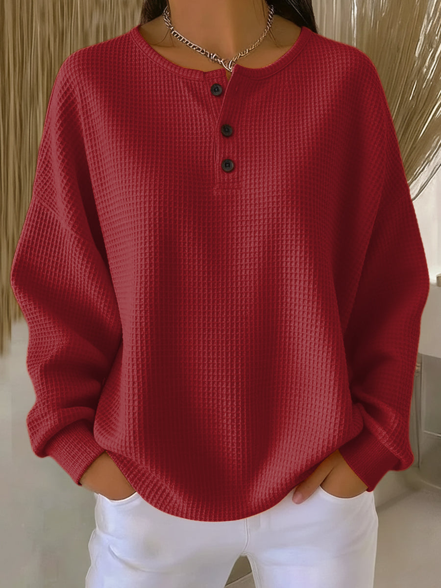 P|H - Cozy Waffle Henley Sweatshirt Patricia