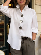 P|H - Elegant Large-Button Blouse Sophie