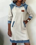 P|H - Denim Trim Hooded Dress for Women Deborah
