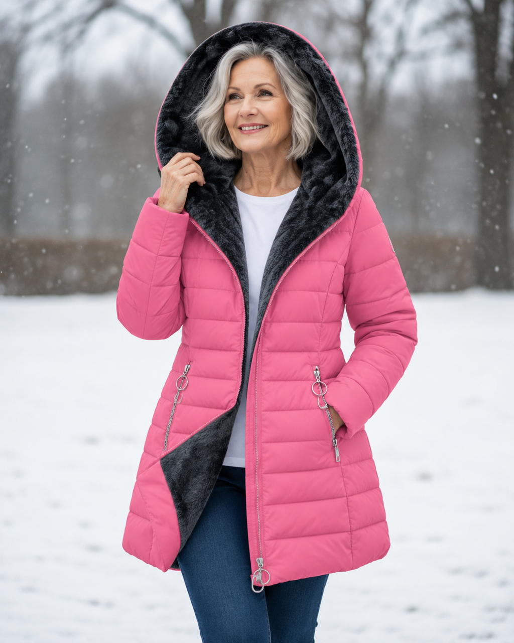 P|H - Faux Fur Hooded Puffer Coat Judith