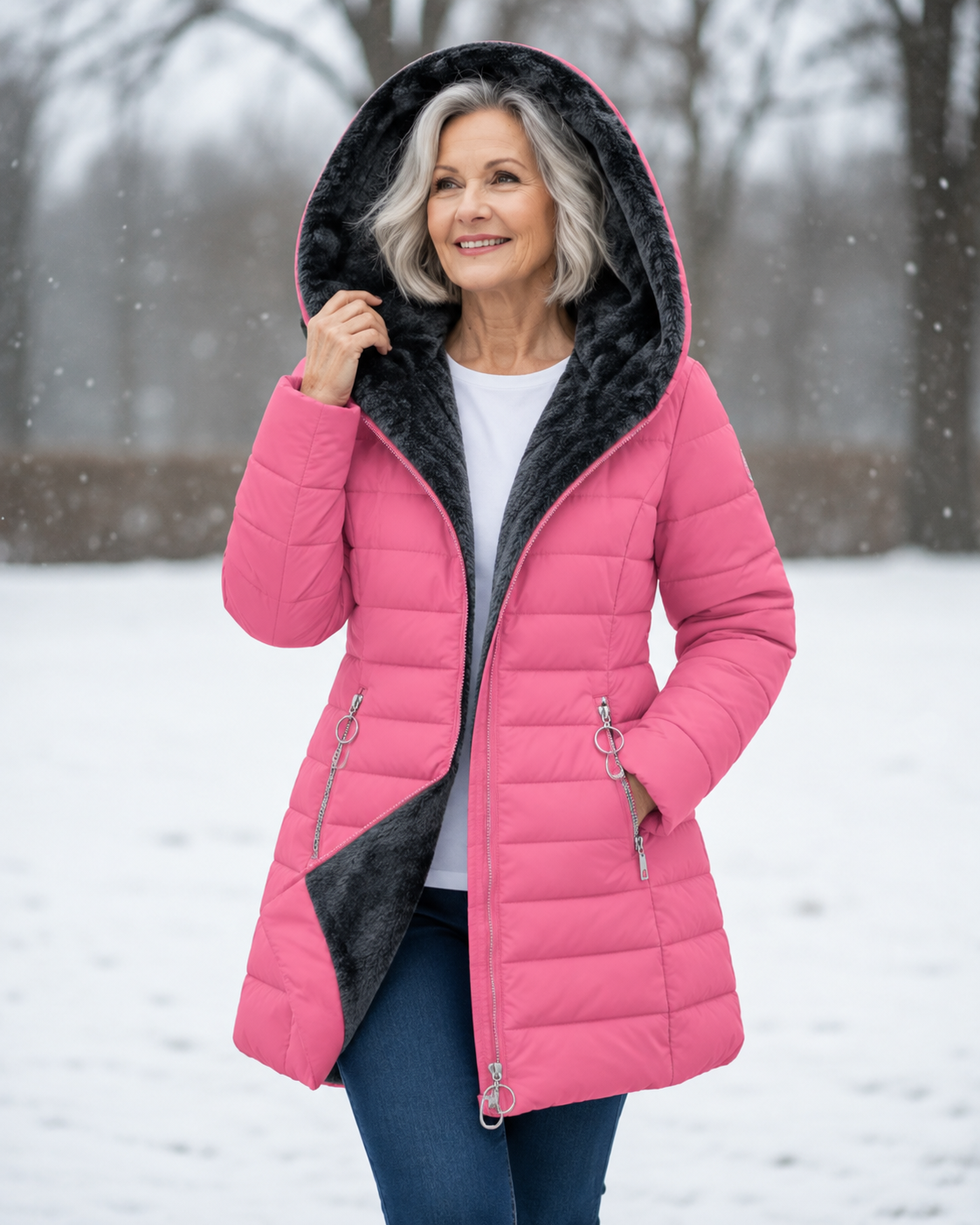 P|H - Faux Fur Hooded Puffer Coat Judith