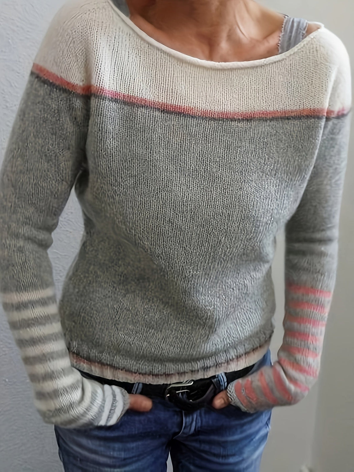 P|H - Colorblock Boat Neck Sweater Pamela
