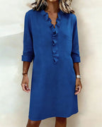 P|H - Ruffle V-Neck Shift Dress for Women Barbara