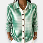 P|H - Fine Stripe Collared Cardigan Joyce
